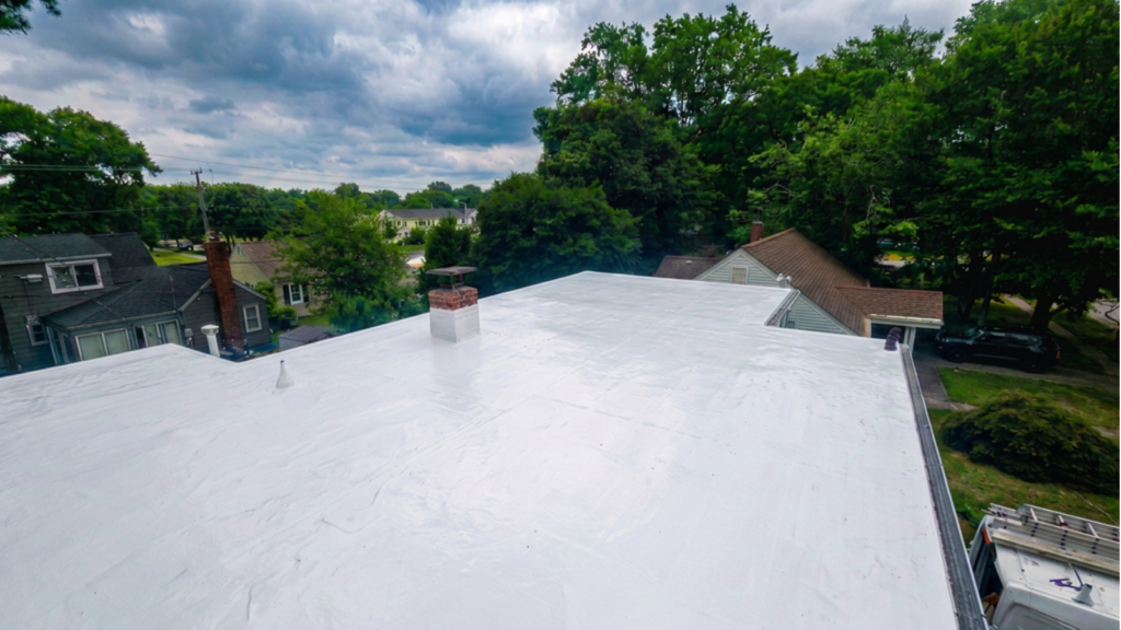 Professional TPO flat roof installation Virginia Beach on a commercial building with white energy-efficient roofing membrane