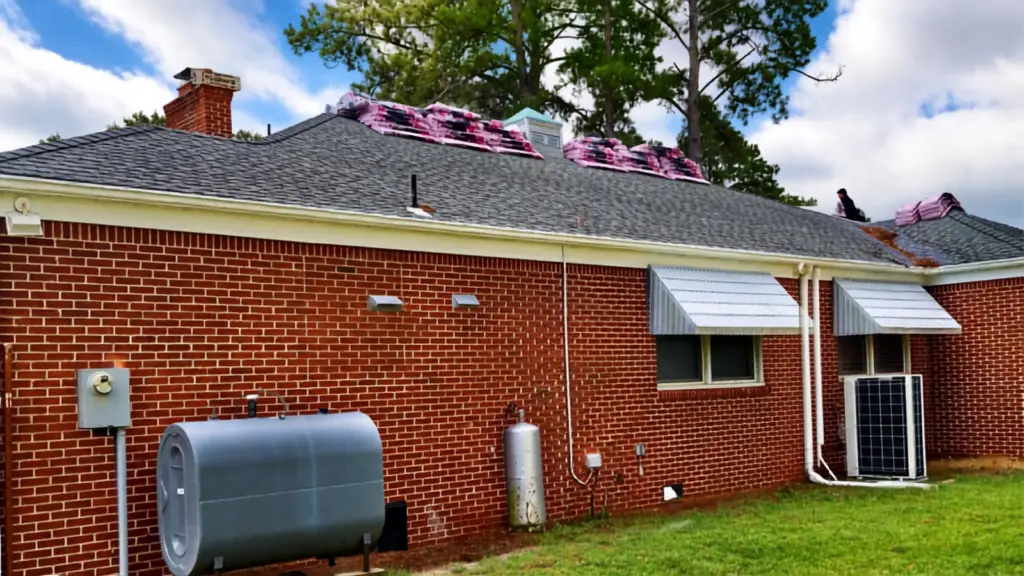 roof replacement Virginia Beach crew preparing a roof before new shingle installation